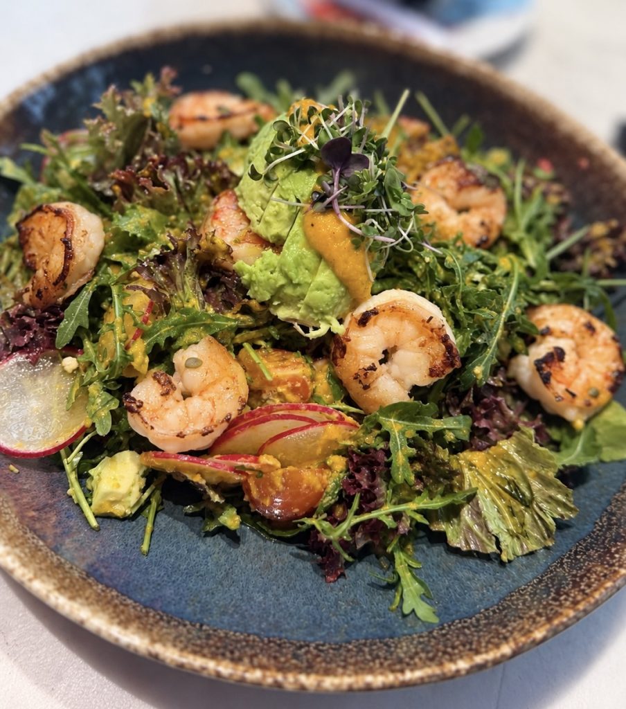 Avocado Salad with Shrimp and Ginger Dressing