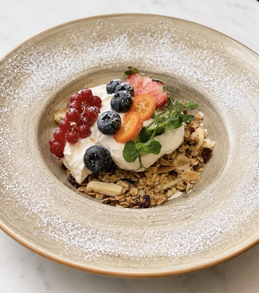 Granola with Greek yogurt and fresh berries